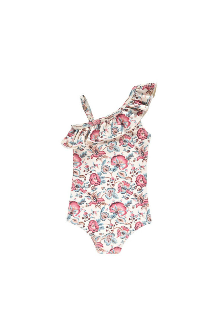 LOUISE MISHA│Audrey Bathing Suit斜肩泳裝．Cream Indian Flowers