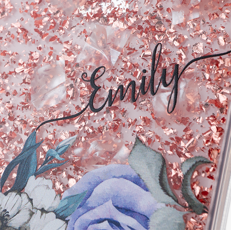 紫色玫瑰 玫瑰金貝拉殼 - (訂製名字) iPhone客製化手機殼