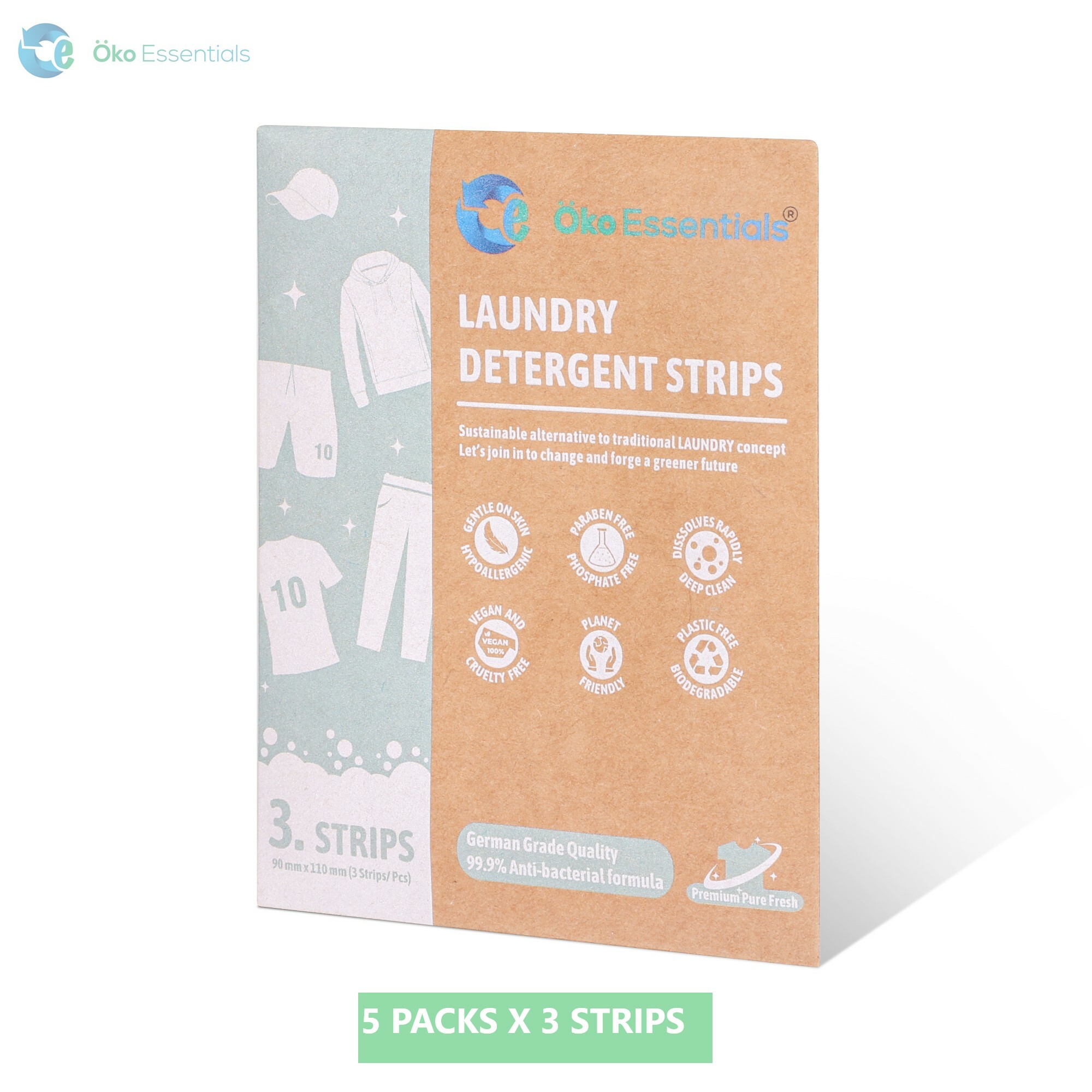 Travel Pack - Premium Pure Fresh Detergent Strips (5 Packs x 3 strips/ Pack)