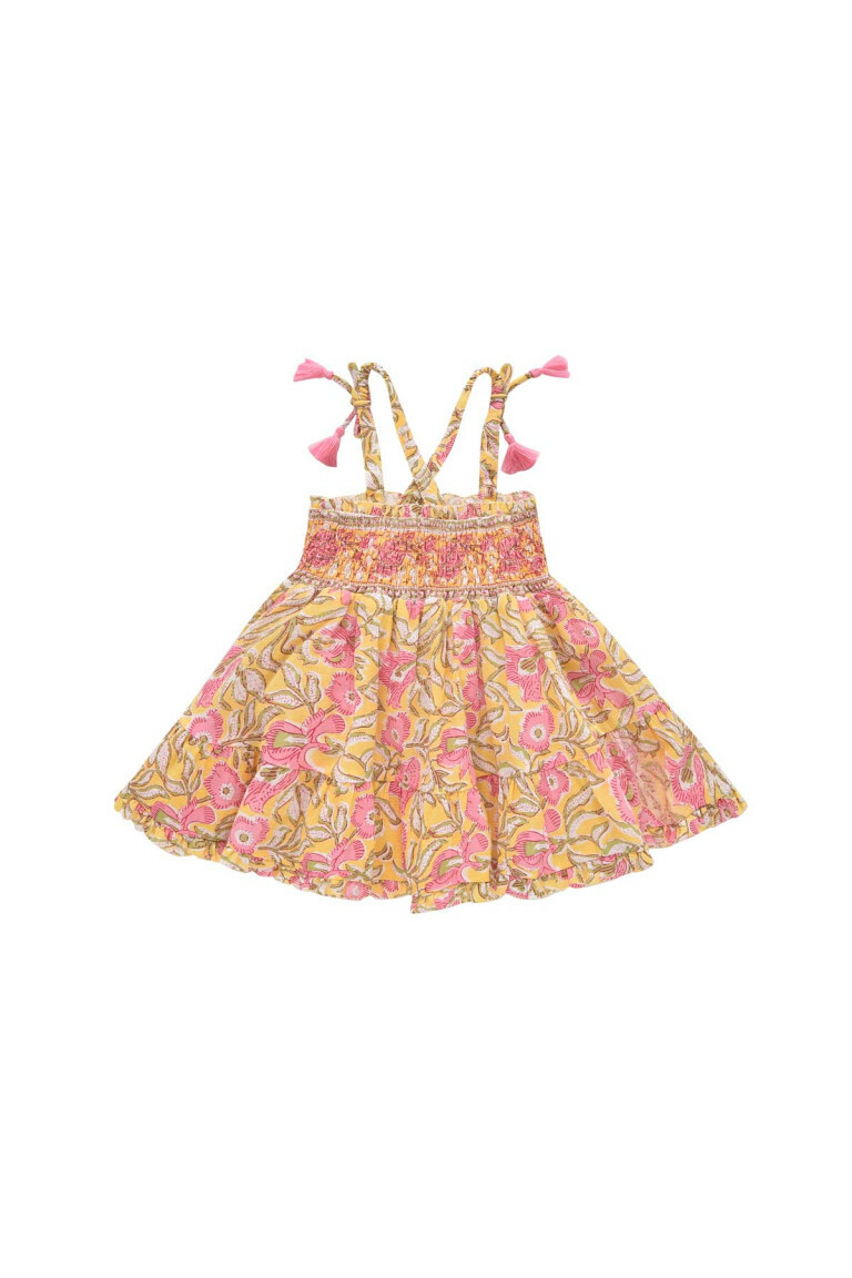 Louise Misha-Marceline Dress流蘇綁帶洋裝(Lemon Patchouli Spring)