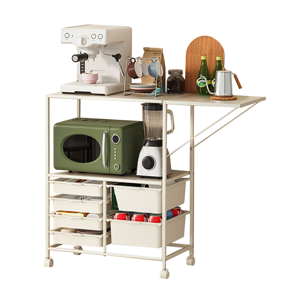【慢慢家居】可折疊延展台多功能附輪電器置物架 餐邊櫃 電器架