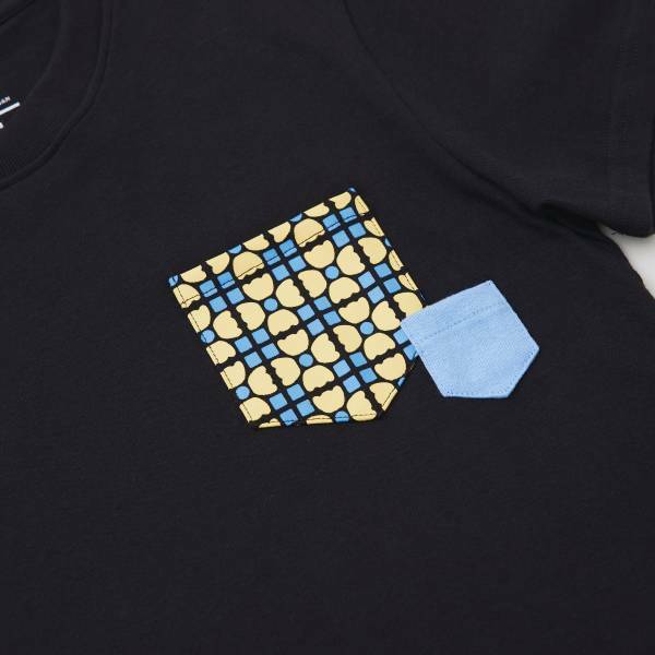 （絕版）印花口袋棉T/老磁磚4號/黑/黃藍