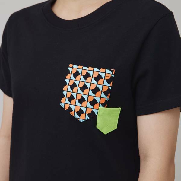 （絕版）印花口袋棉T/老磁磚3號/黑/橘綠