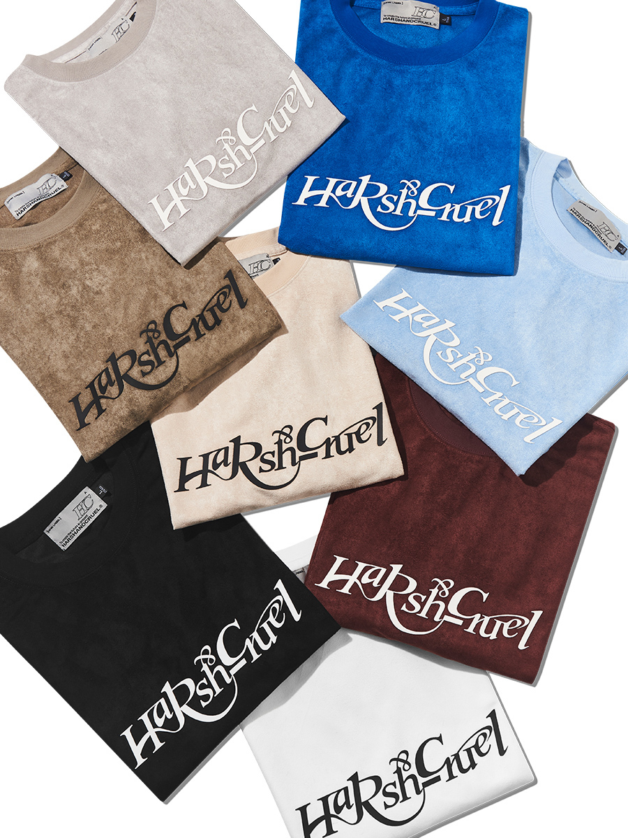 HARSH AND CRUEL 23SS 質感麂皮絨 美式復古LOGO手繪字體短袖 HN232020162