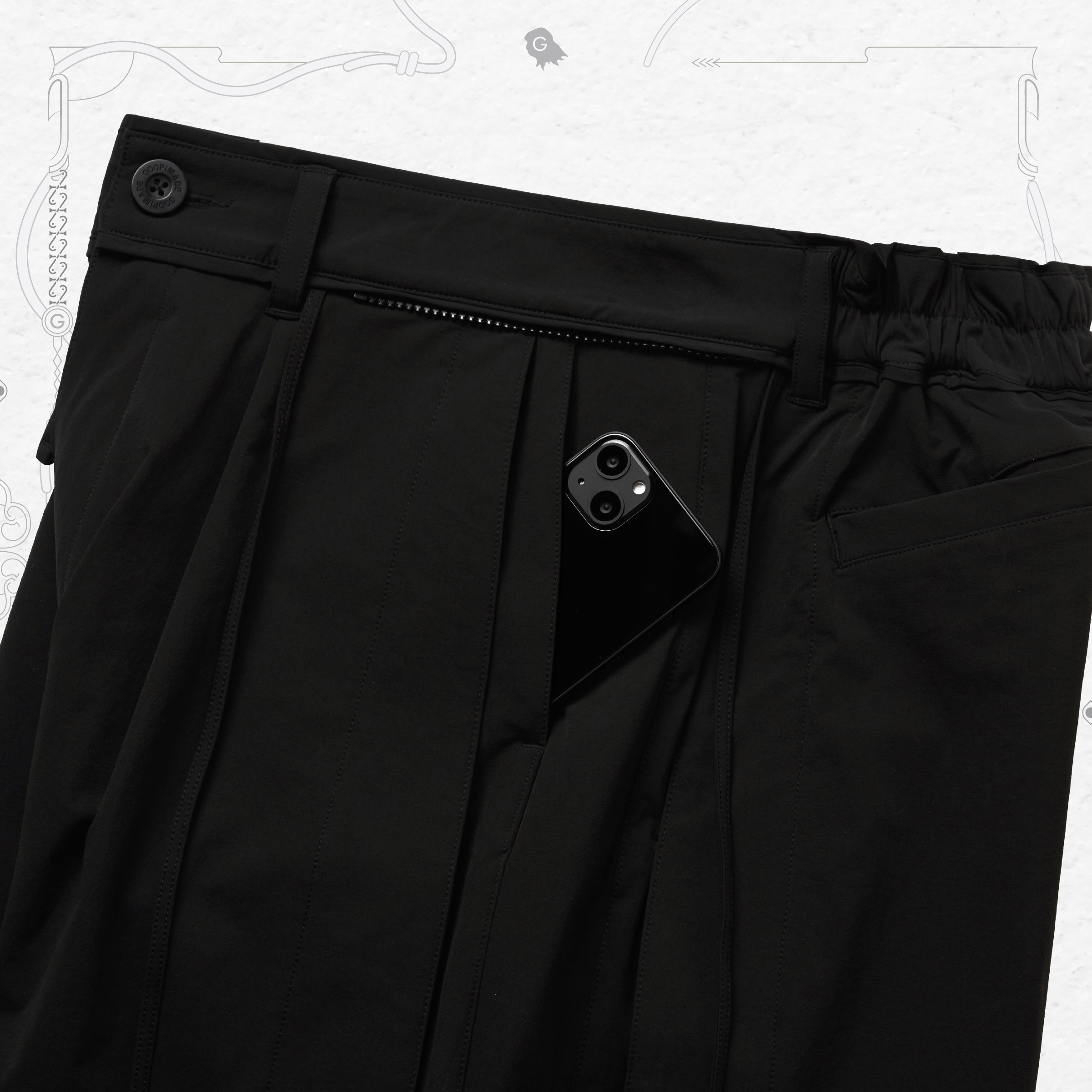 A).11G - “DUET” R-shield Strap Shorts - Black