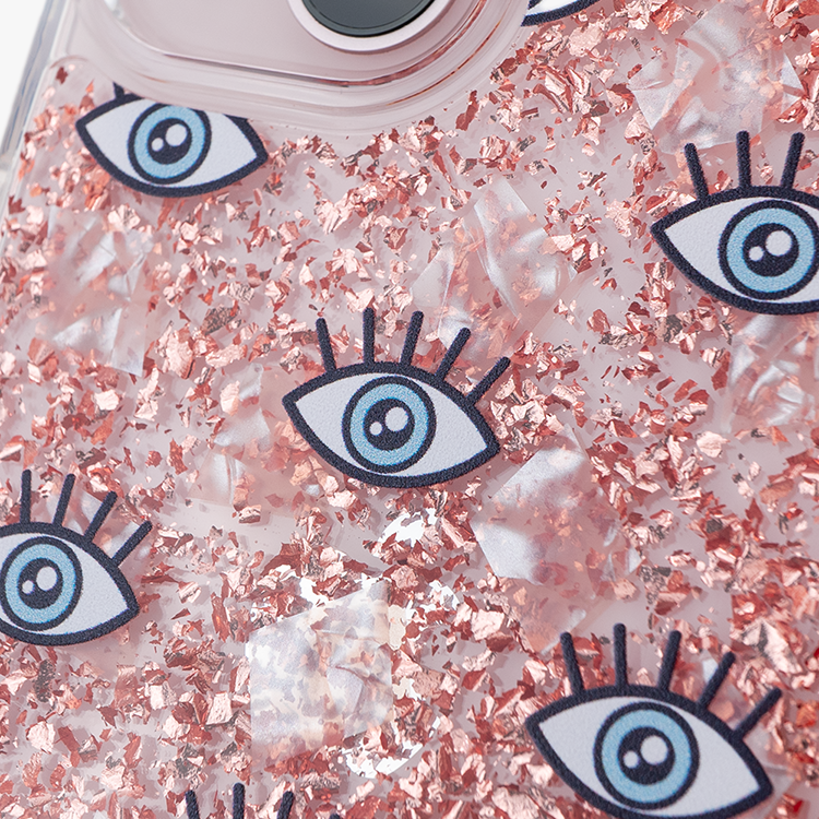 藍色眼睛 玫瑰金貝拉殼 - (訂製名字) iPhone客製化手機殼