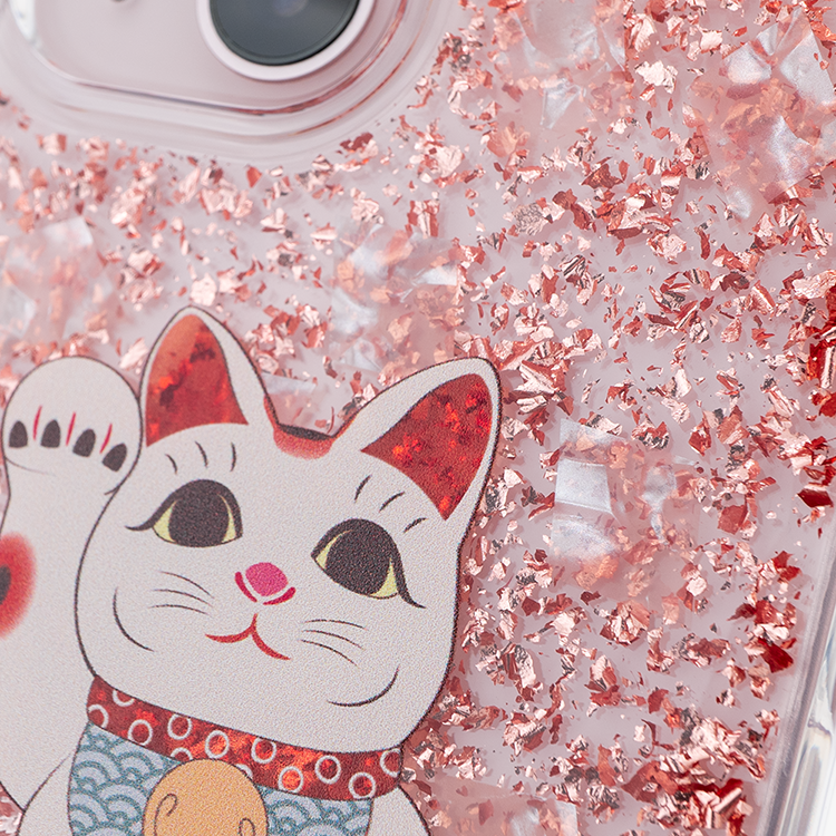 招財喵喵 玫瑰金貝拉殼 - (訂製名字) iPhone客製化手機殼