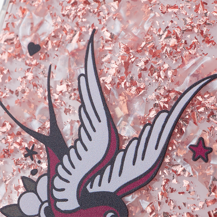 燕子傳情 玫瑰金貝拉殼 - (訂製名字) iPhone客製化手機殼