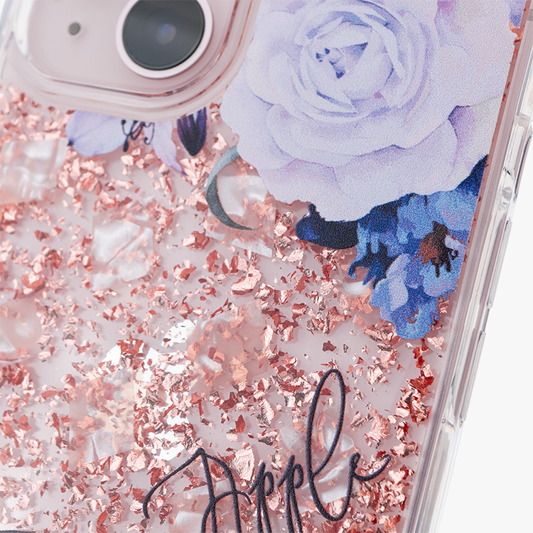 藍紫玫瑰 玫瑰金貝拉殼 - (訂製名字) iPhone客製化手機殼