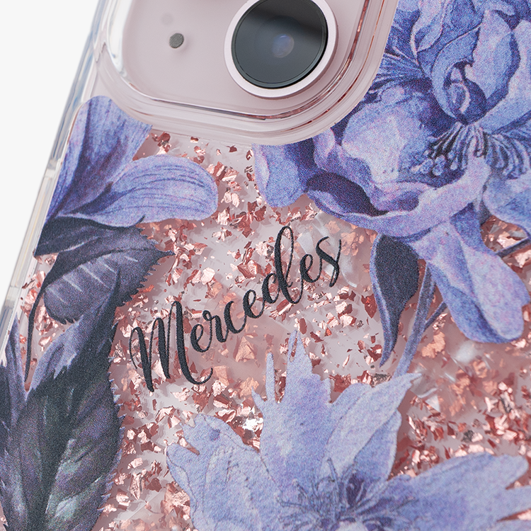 紫康乃馨 玫瑰金貝拉殼 - (訂製名字) iPhone客製化手機殼