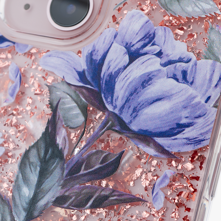 紫色牡丹 玫瑰金貝拉殼 - (訂製名字) iPhone客製化手機殼