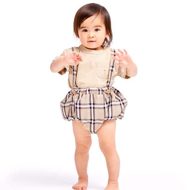 (現貨) 🇯🇵100%日本直送Polo Baby格仔吊帶褲