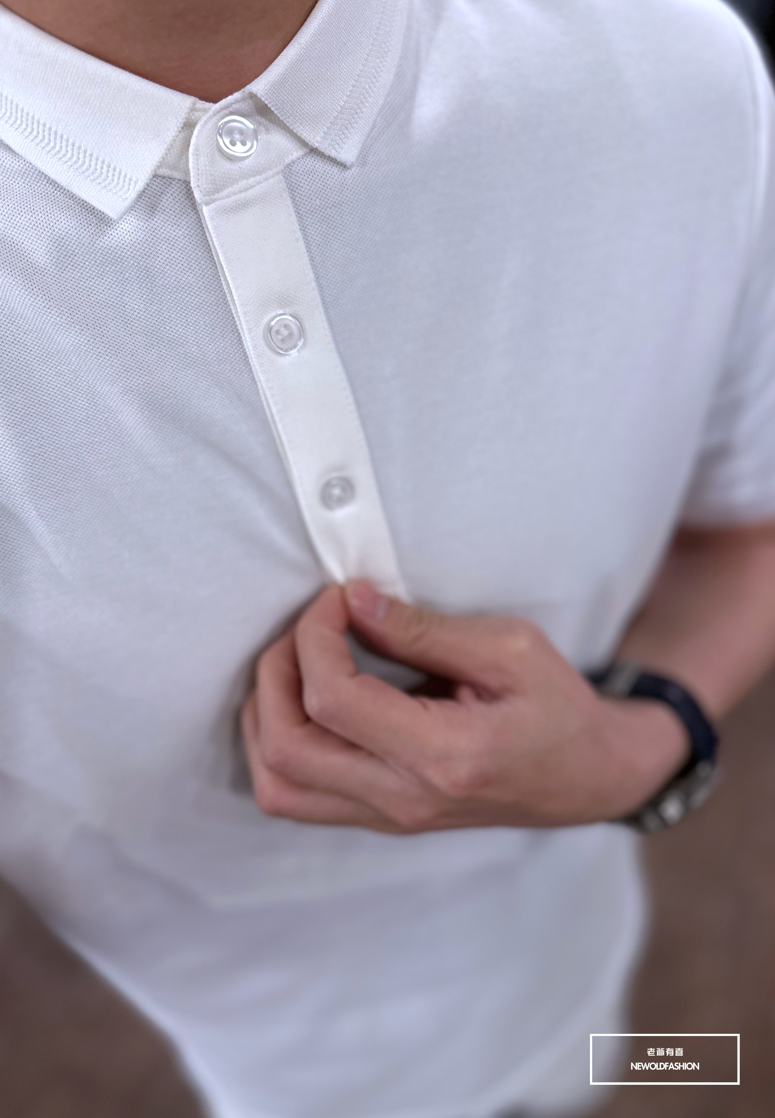 『新品上市』重磅素色車線領修身POLO衫(NOF2303C60022)-白