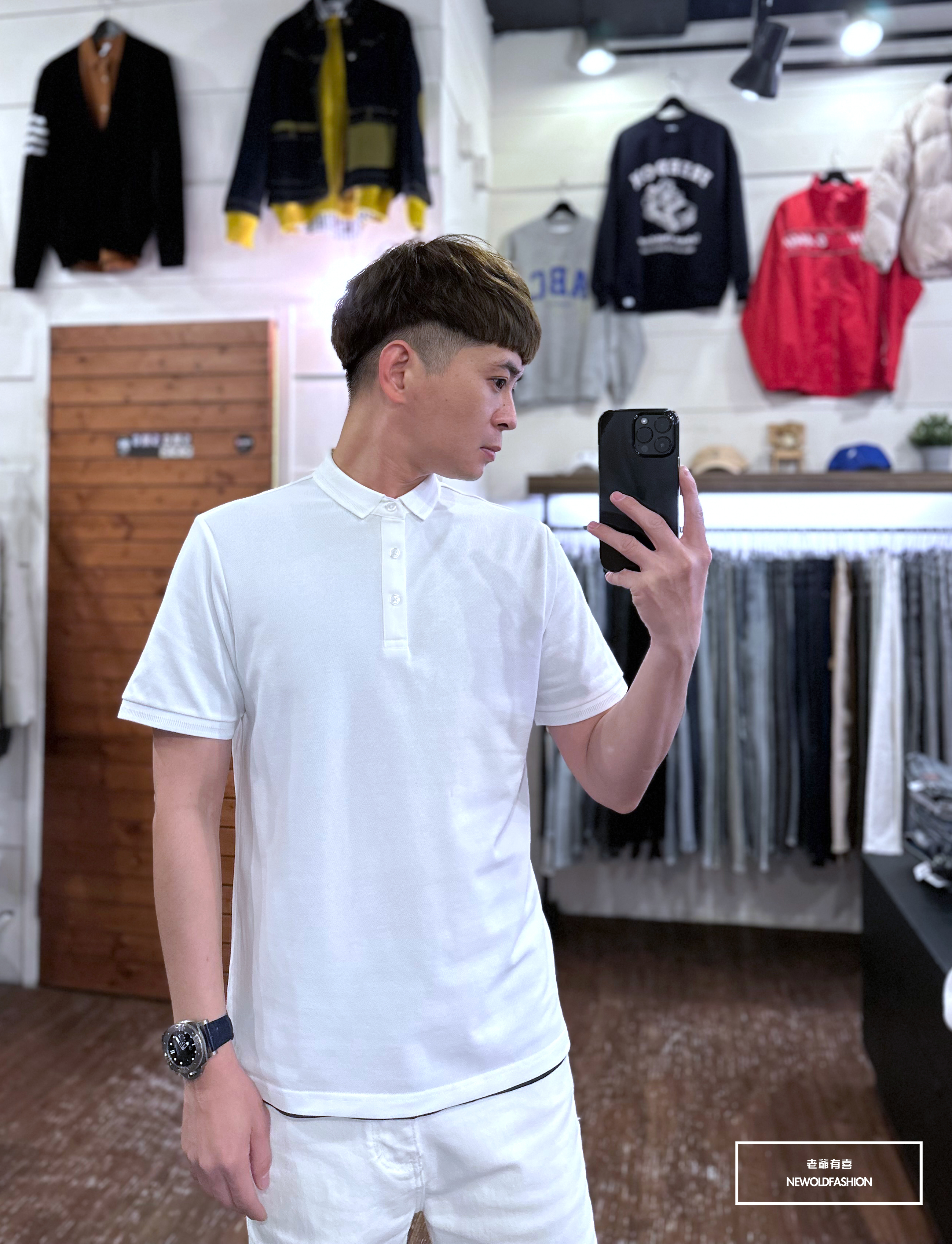 『新品上市』重磅素色車線領修身POLO衫(NOF2303C60022)-白