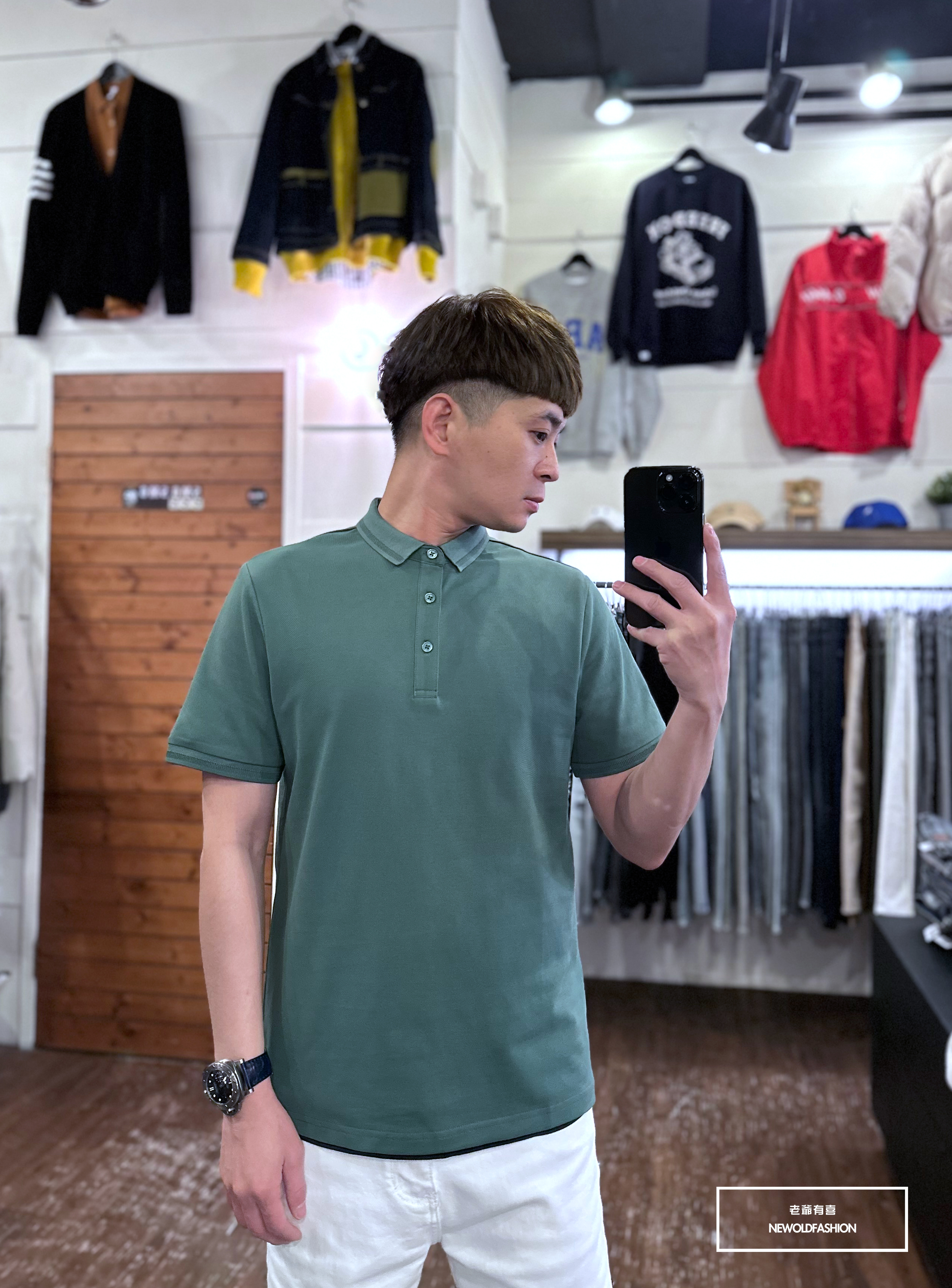 『新品上市』重磅素色車線領修身POLO衫(NOF2303C60022)-綠