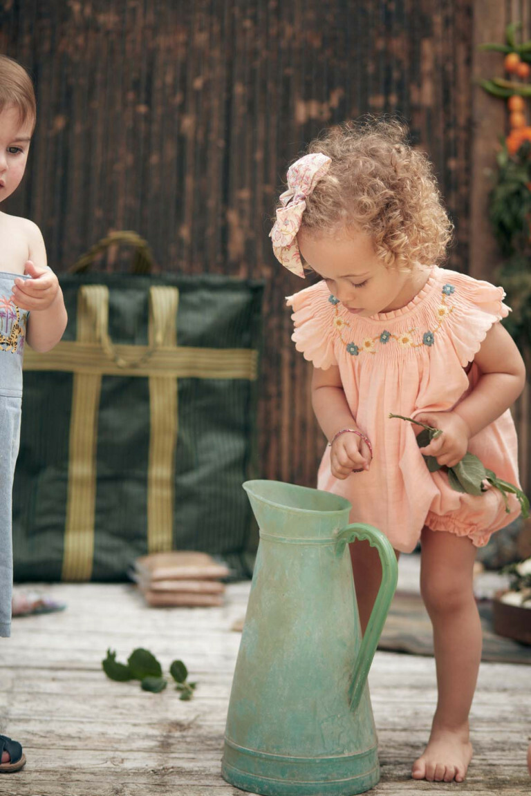 Louise Misha-Josephine Rompers刺繡包屁衣(Coral)