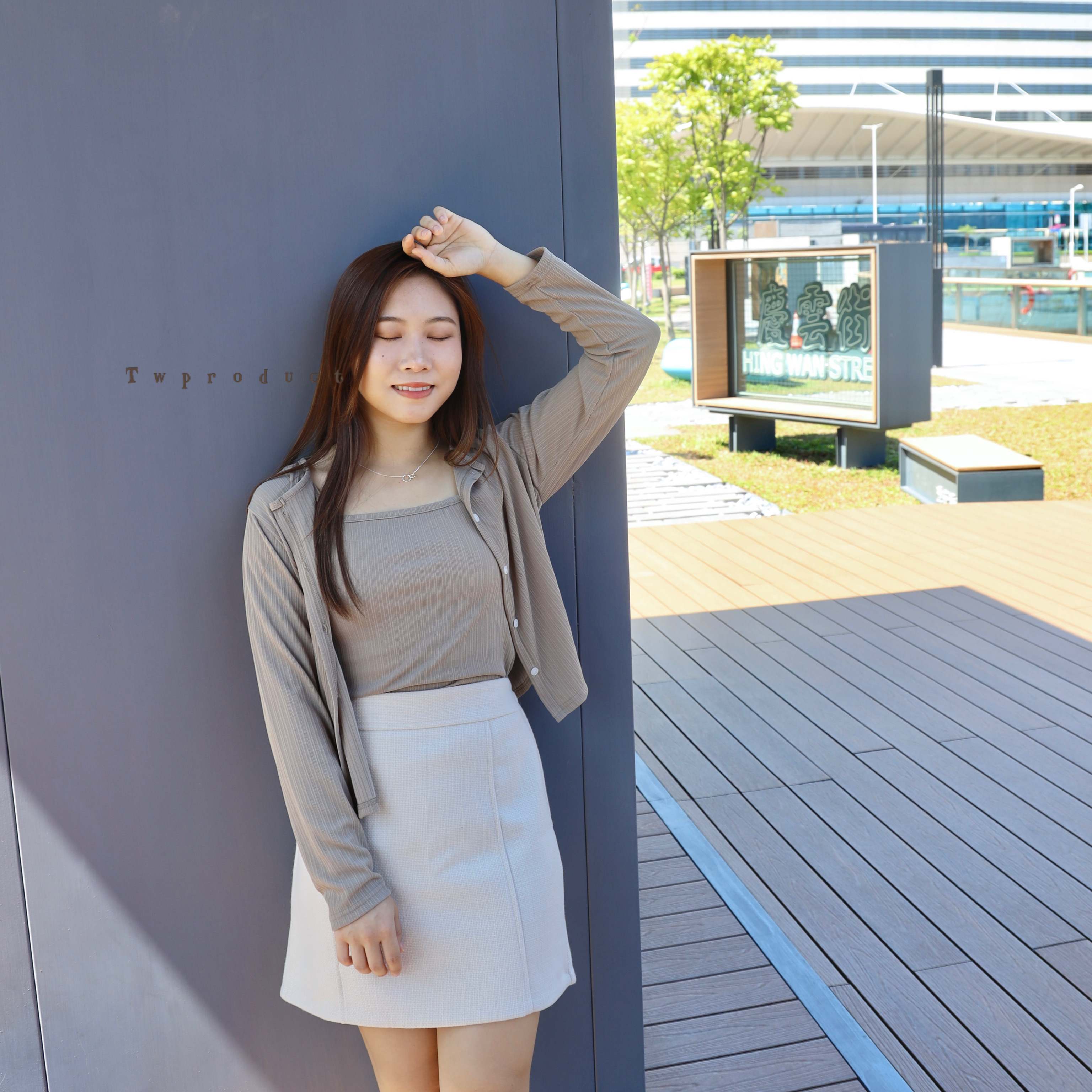 🍁 || SK203 ||純色直紋絨秋冬A字短裙