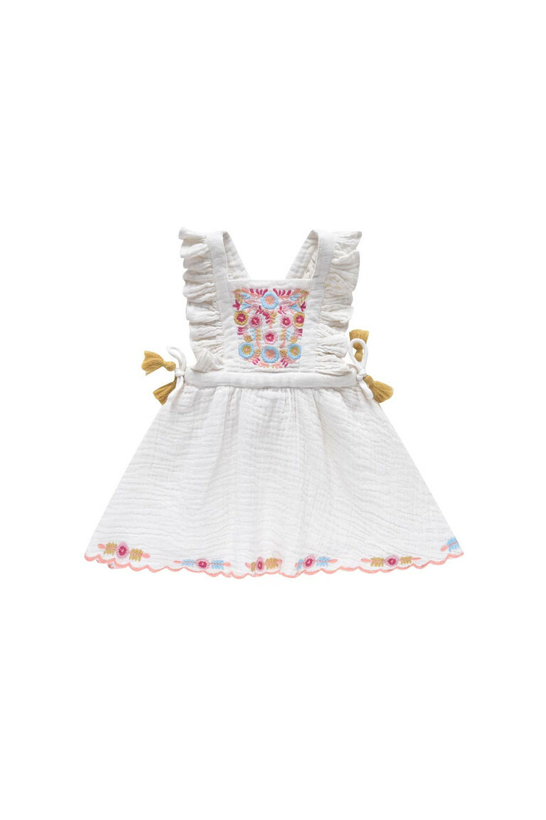 Louise Misha-Huguette Dress彩色花朵流蘇洋裝(White)