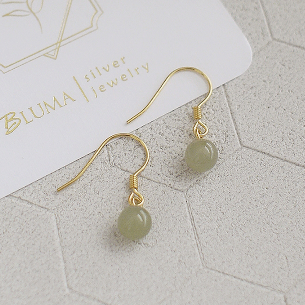 古典美女純銀耳環(和闐玉)/SE593 玉石耳環 東方中國風 飾品禮盒 新年禮物