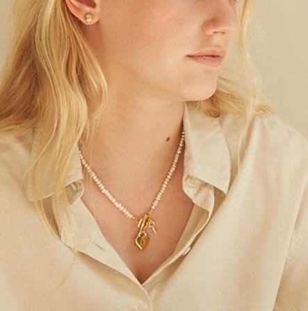 【VINTAGE HOLLYWOOD】Open Your Heart Pearl Necklace VINTAGE HOLLYWOOD】Open Your Heart Pearl Necklace