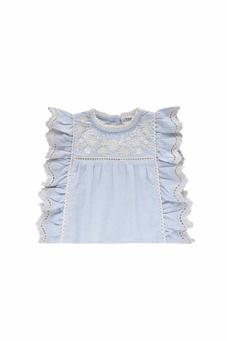 Louise Misha-Mala Blouse細條紋荷葉上衣(Blue Stripes)