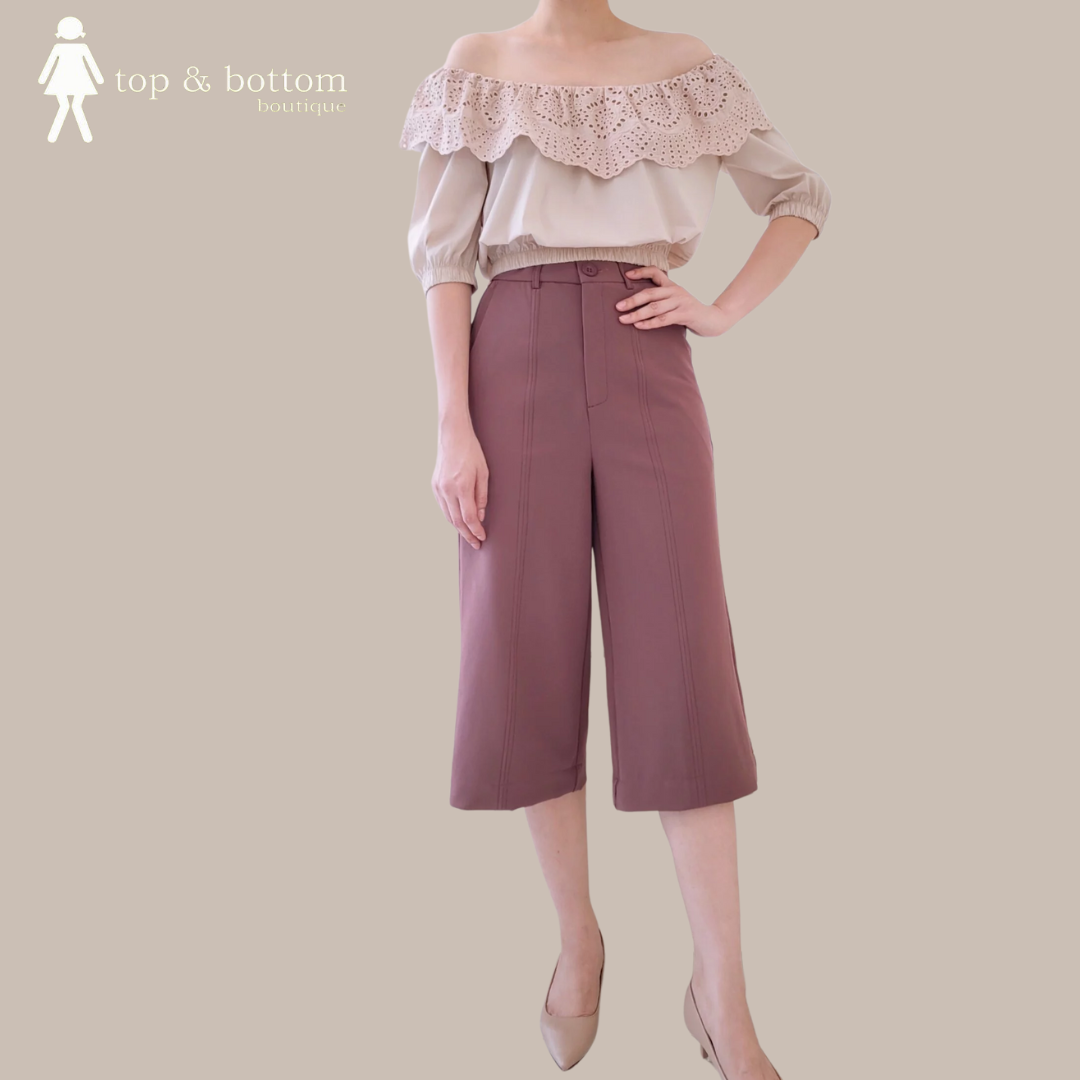 OFF SHOULDER COTTON LACE CROP BLOUSE