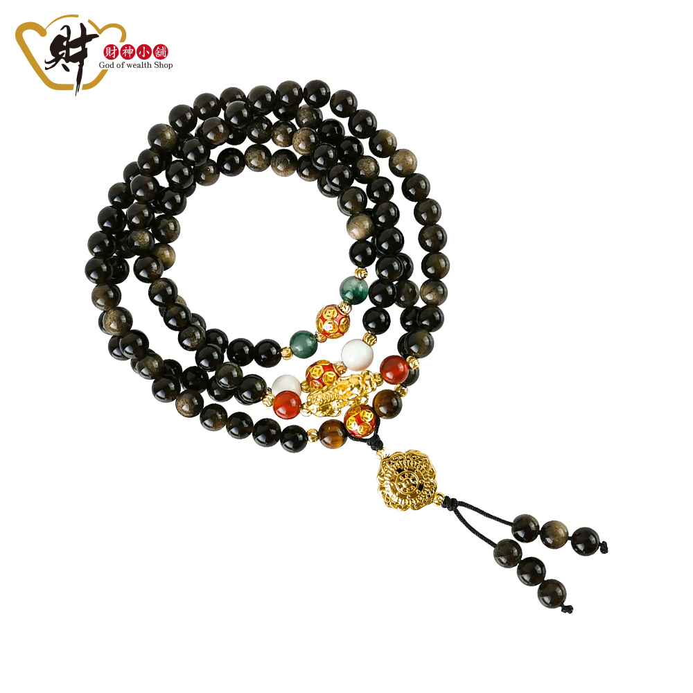 【財神小舖】108珠貔貅金曜石手鍊 (五行致富) (含開光)