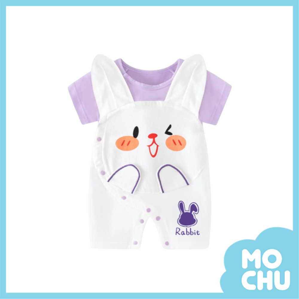 笑臉小萌兔短袖連身衣(兩色)