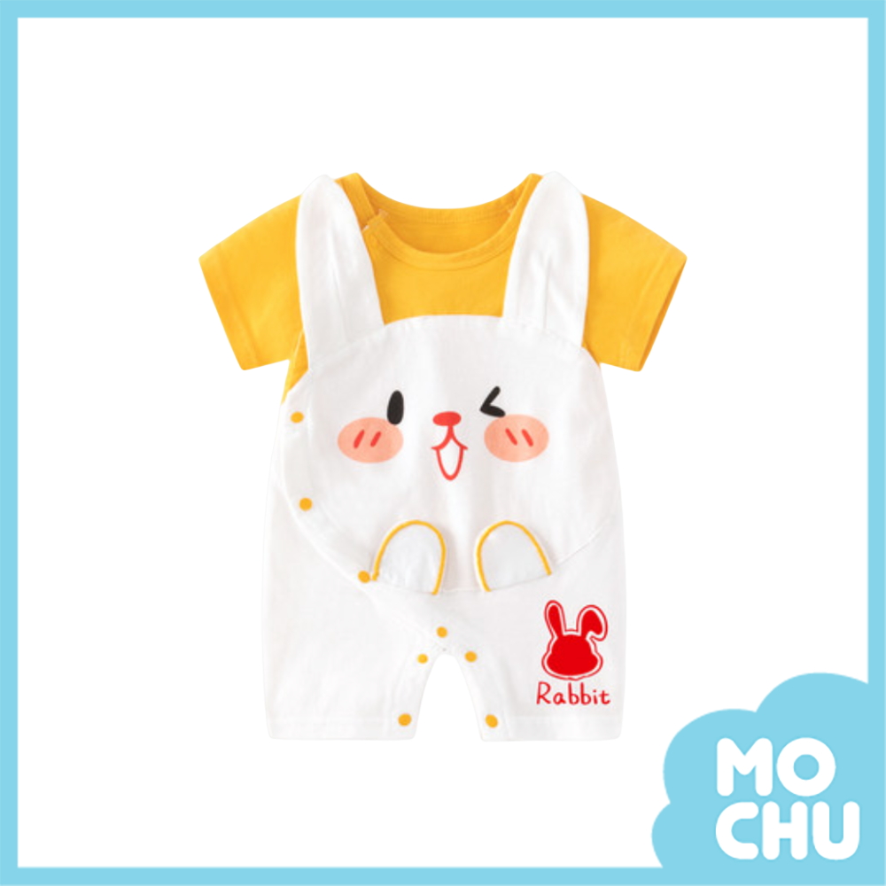 笑臉小萌兔短袖連身衣(兩色)