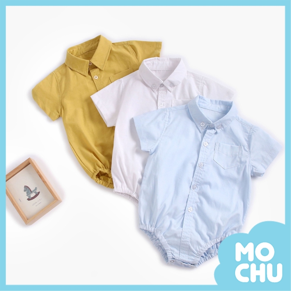 純色立領短袖包屁衣(三色)