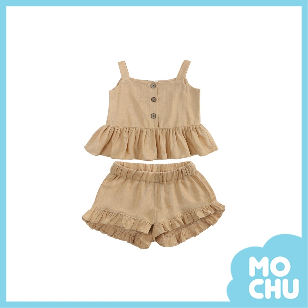 荷葉邊吊帶短褲套裝(四色)