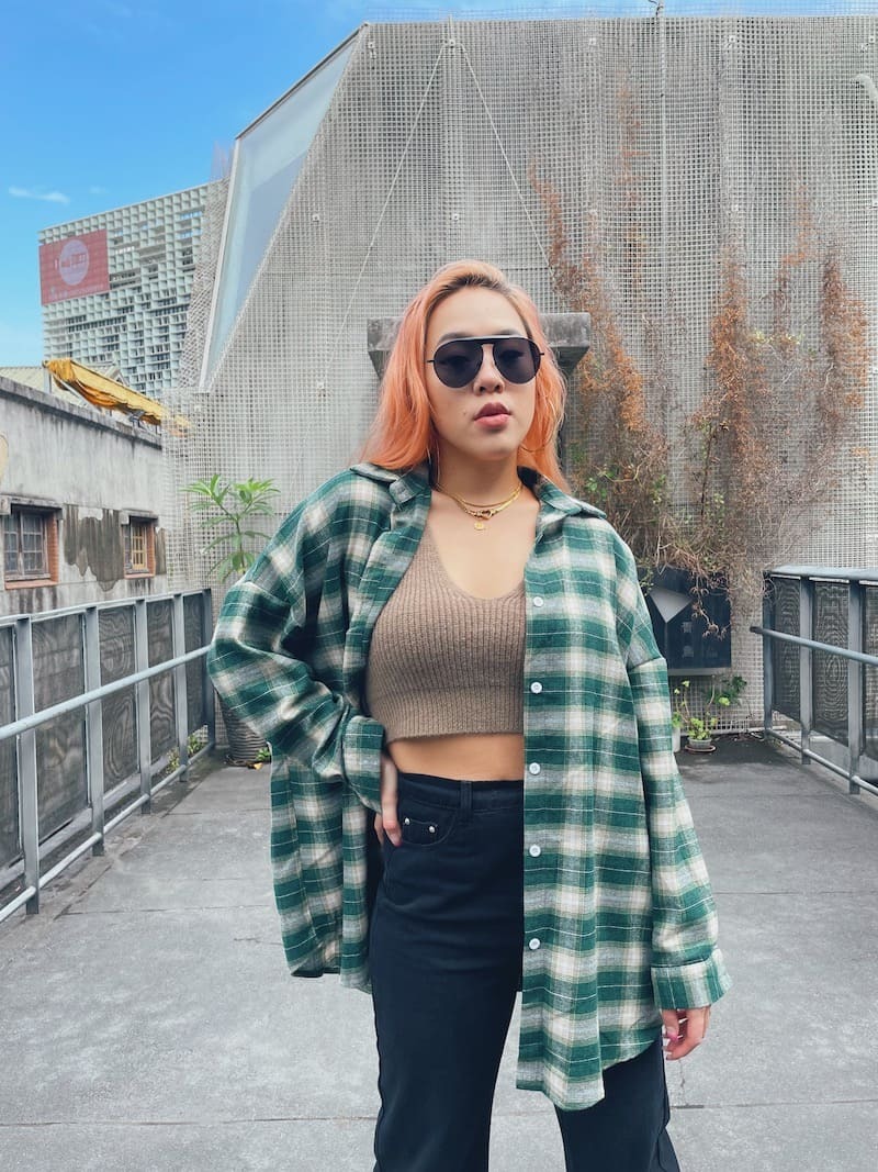 美式綠色格子襯衫