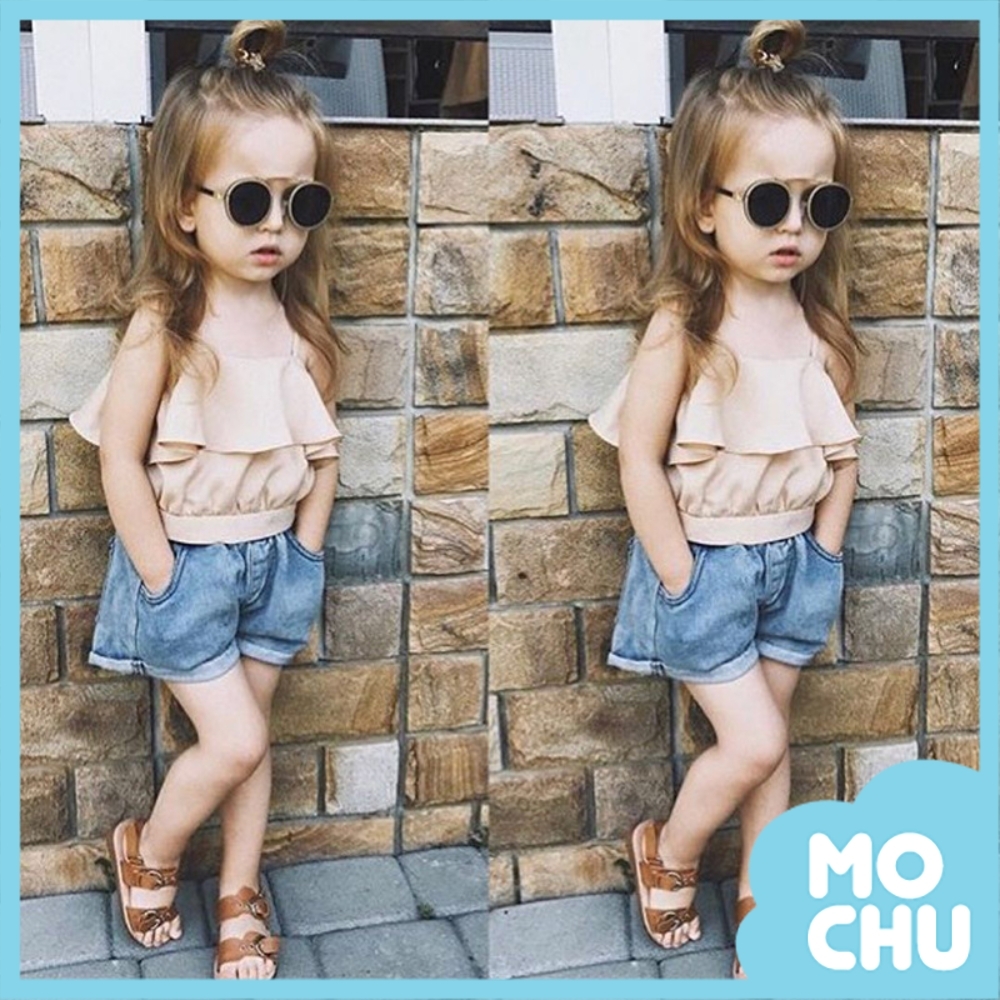(2.7碼現貨)夏日女孩牛仔短褲套裝