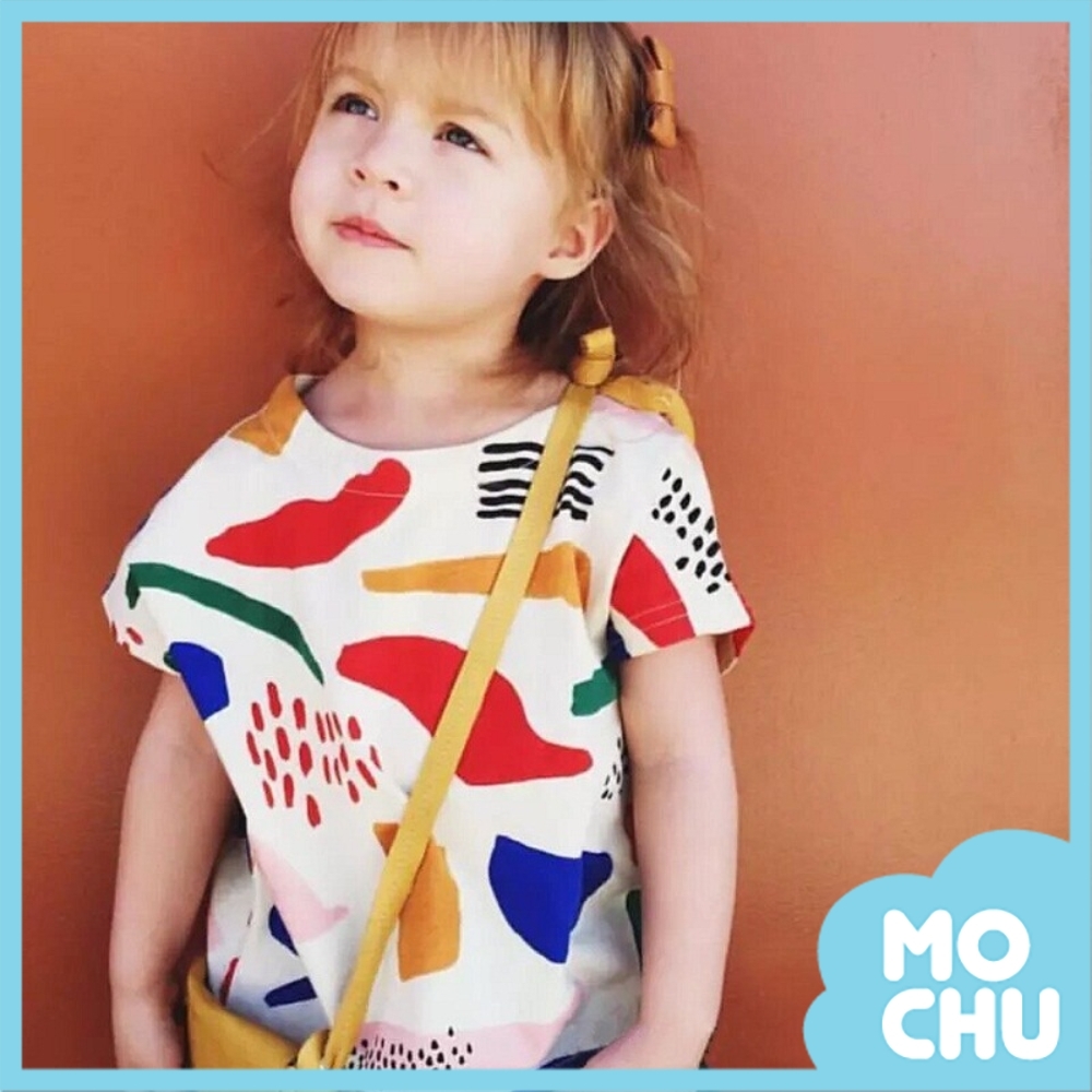 彩色塗鴉方塊短袖套裝