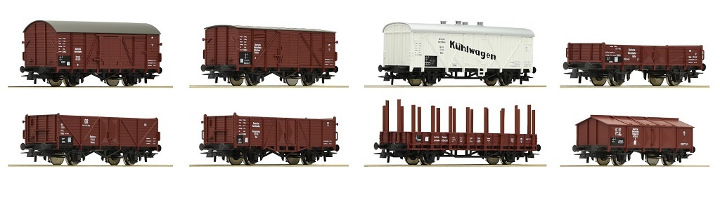 Roco 44003 HO scale 8 piece set: Goods wagons, DRG
