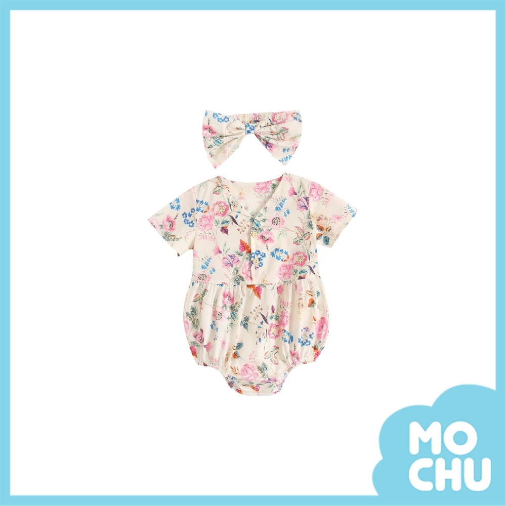 繽紛大花短袖包屁衣