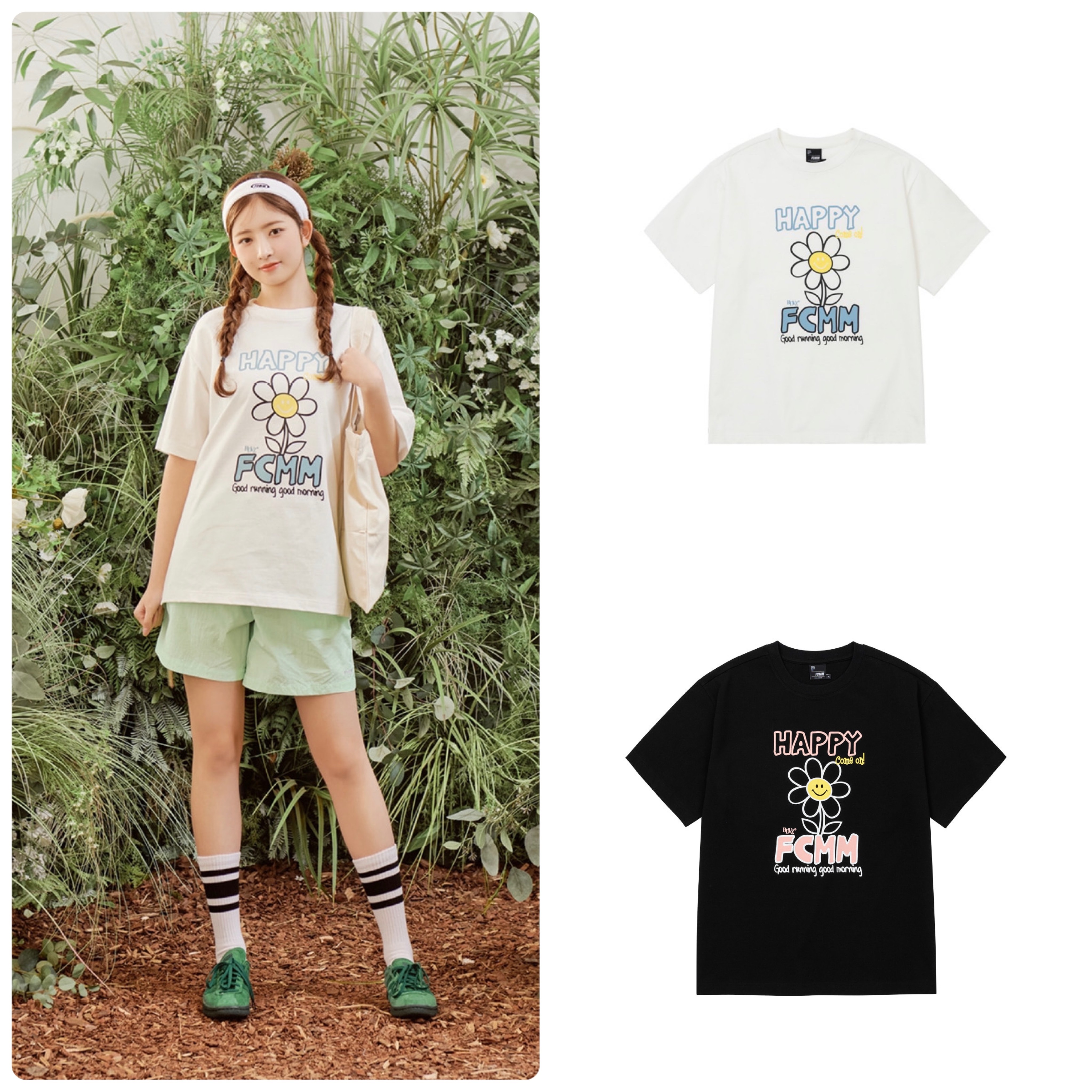 韓國品牌 FCMM x Rei 直井怜 小花塗鴉 logo 短袖