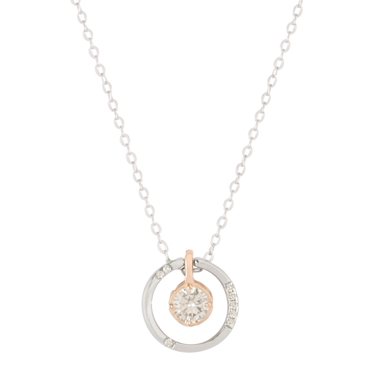 純銀項鍊，女士項鍊 圓環鑲鋯設計；旋轉之心變化出不同的美（2999）