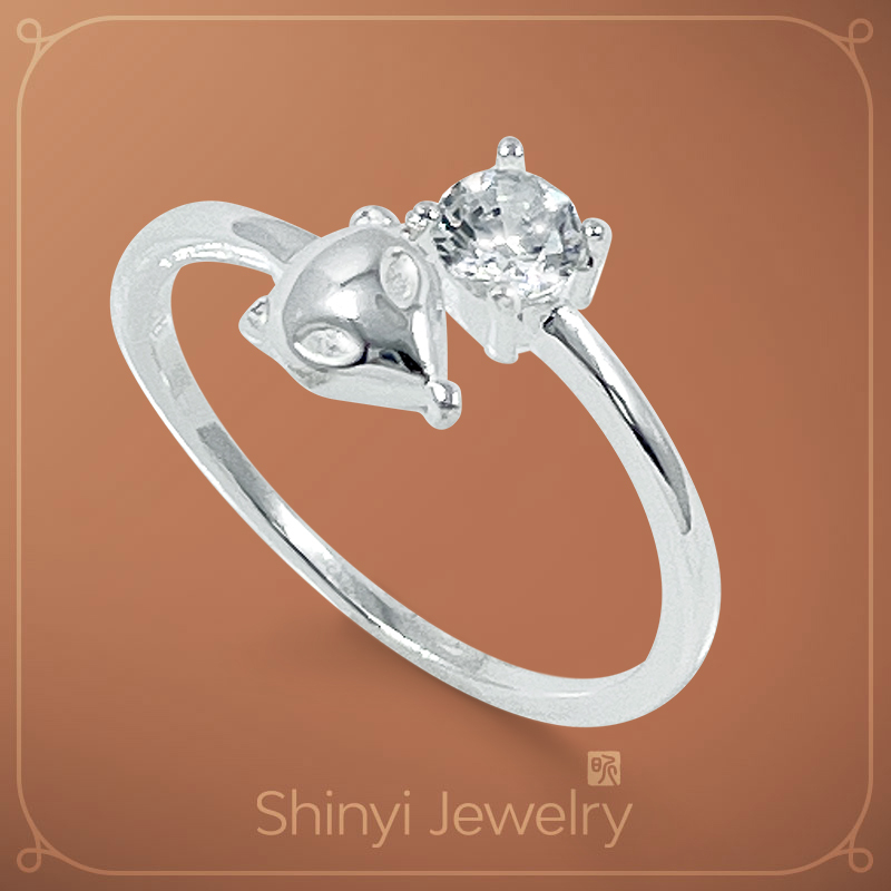 桃花旺貴人來狐狸鋯石足銀戒