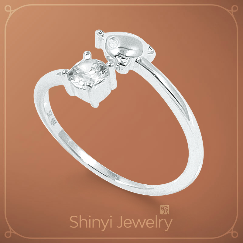 桃花旺貴人來狐狸鋯石足銀戒