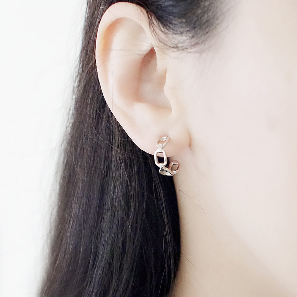 個性小姐鎖鏈純銀耳環/SE595