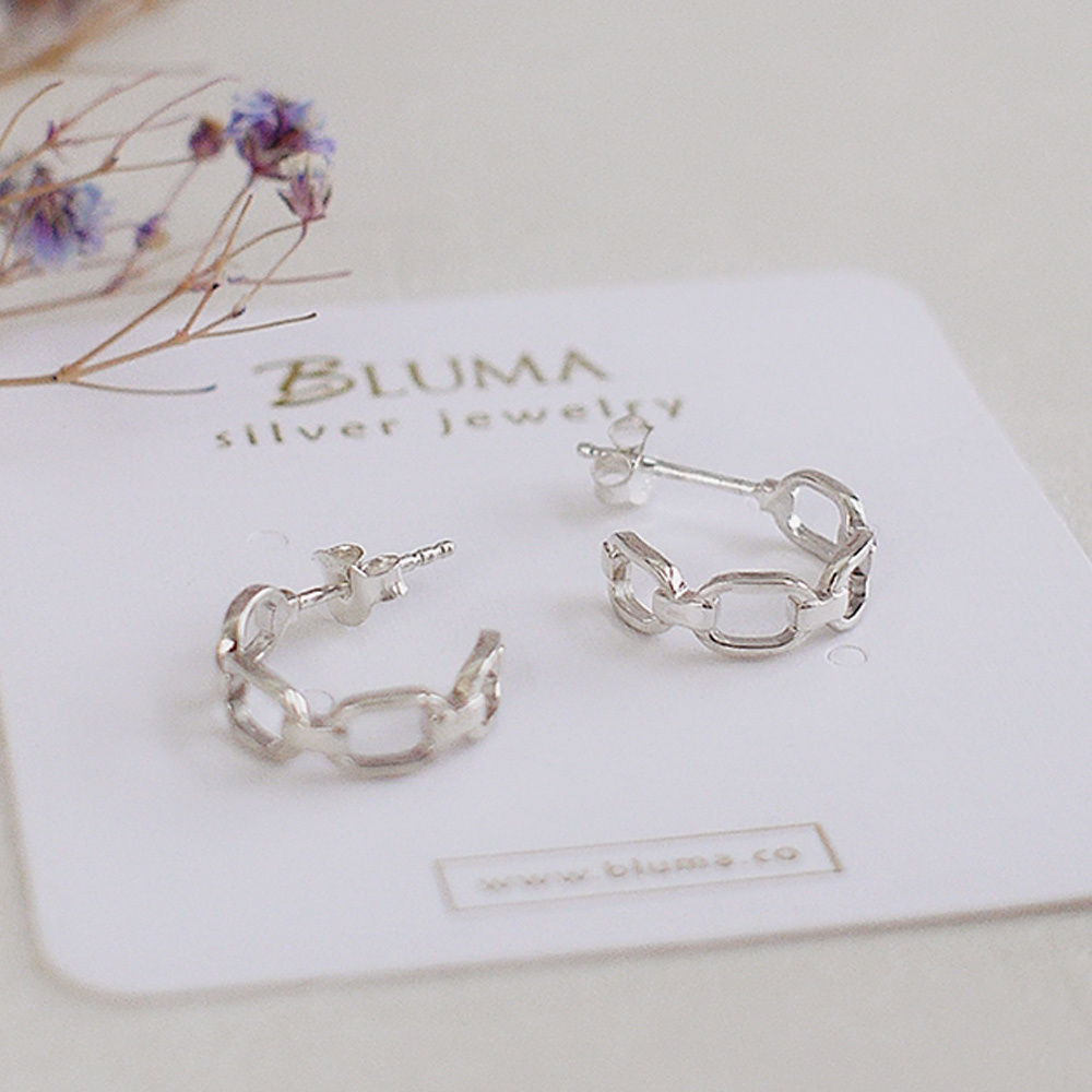 個性小姐鎖鏈純銀耳環/SE595