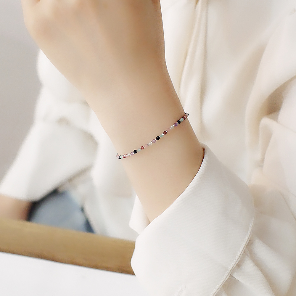 尼斯嘉年華純銀手鍊(彩色天然石)/SB039N |親子鍊 小孩手鍊 水晶手鏈 兒童聖誕禮盒