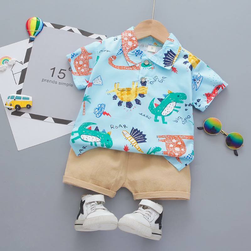 M44BL_SS23_C🦖淺藍色手繪恐龍2件