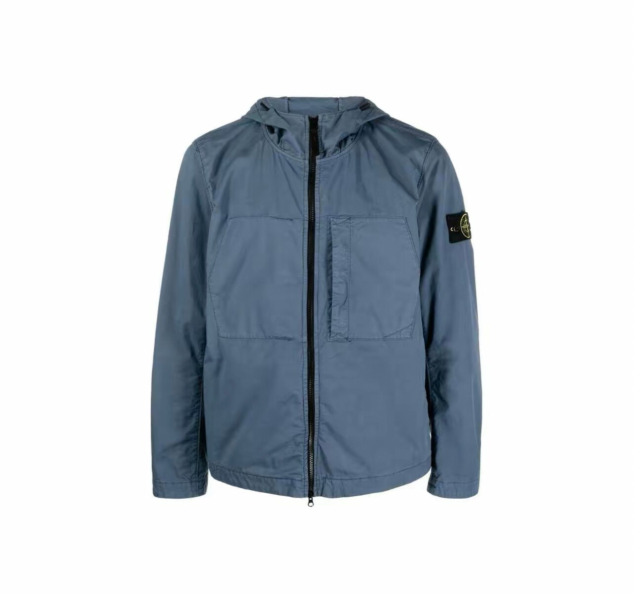 代購 STONE ISLAND SS23 純色羅盤圖案 立領連帽外套 灰藍色 MAR-