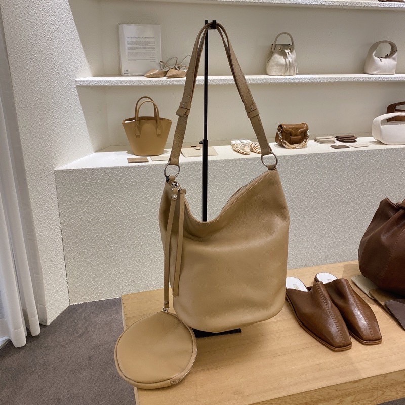 韓國設計師款 質感牛皮側斜背包