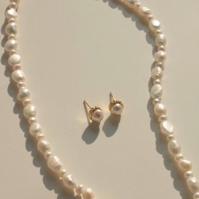 925 silver-Little Pearl earrings
