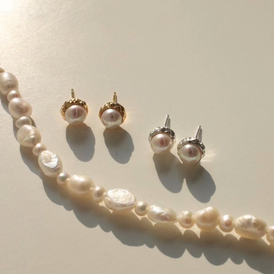 925 silver-Little Pearl earrings