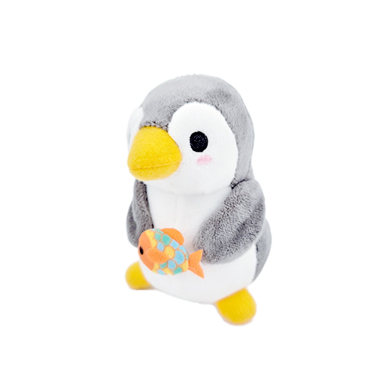 Penguin with Fish Plush Keychain