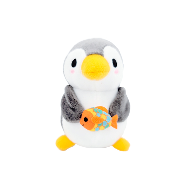 Penguin with Fish Plush Keychain